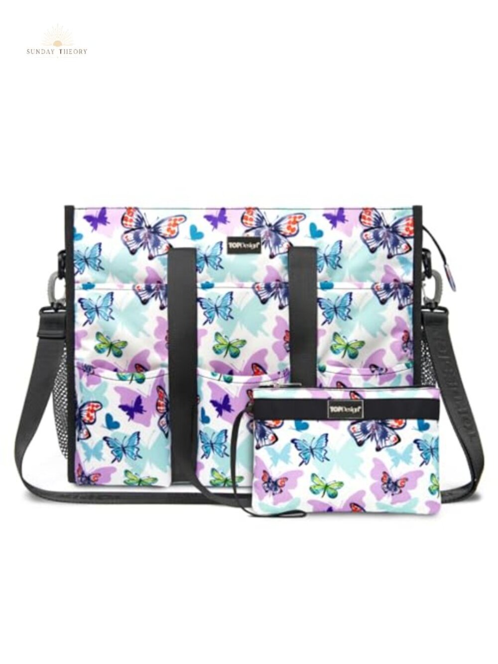 Utility Water Resistant Tote Bag with 22 Pockets, Top Zipper Closure, Thick